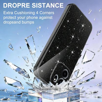 For OnePlus Nord CE6 5G Fine Hole Glossy Glitter Magnetic TPU Phone Case with Same Color Hand Strap - Black - EDA009089908B