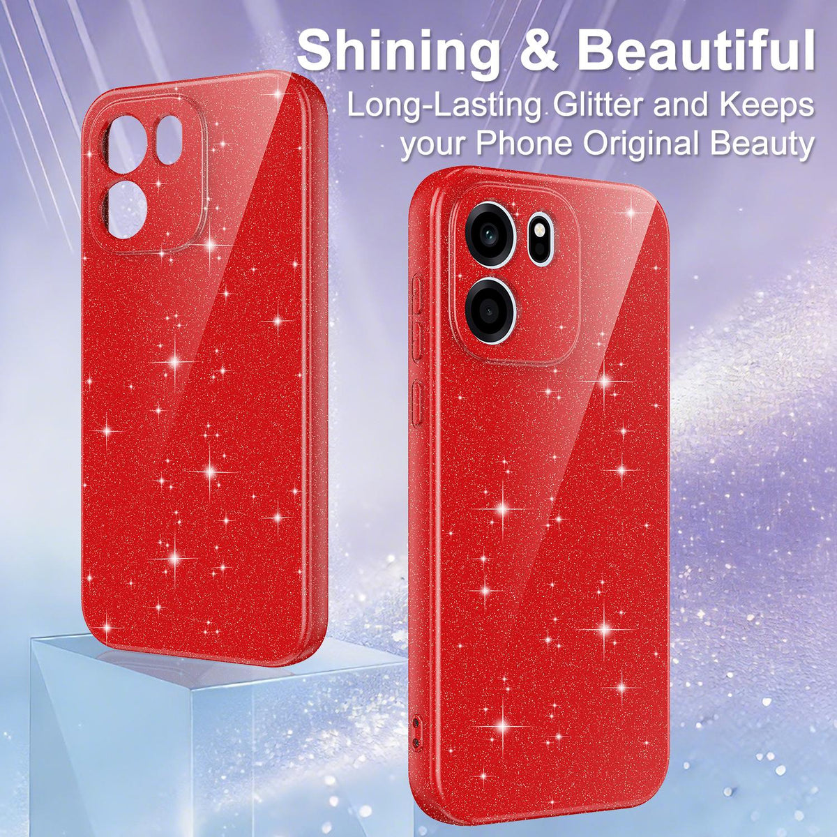 For OnePlus Nord CE6 5G Fine Hole Glossy Glitter Magnetic TPU Phone Case with Same Color Hand Strap - Red - EDA009089908C