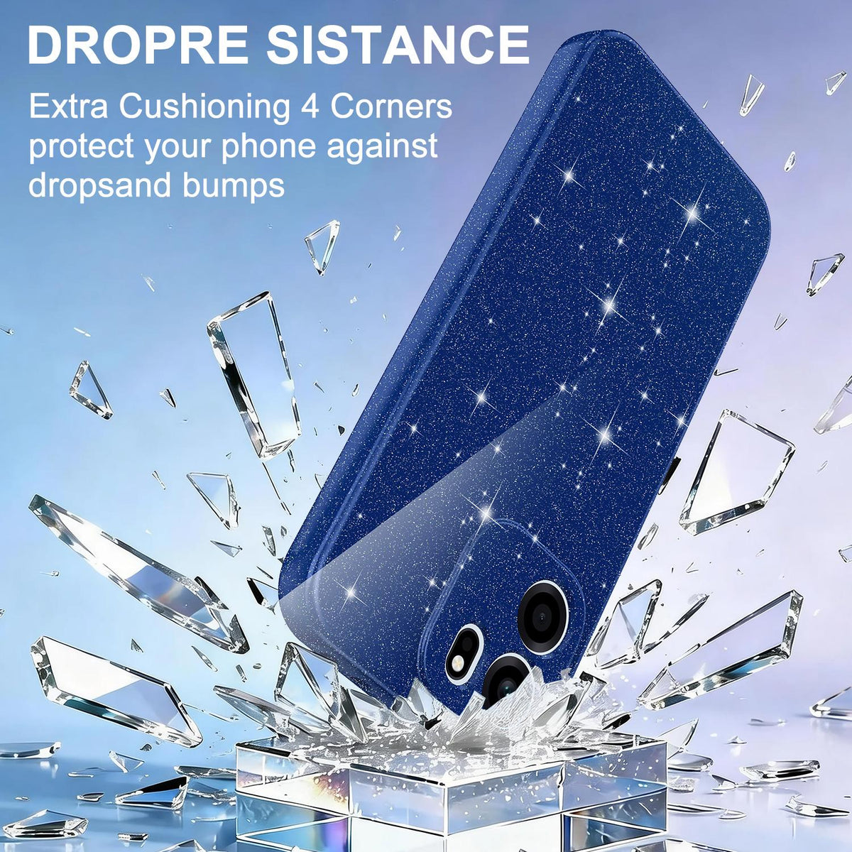 For OnePlus Nord CE6 5G Fine Hole Glossy Glitter Magnetic TPU Phone Case with Same Color Hand Strap - Blue - EDA009089908D