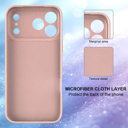 For iPhone 18 Pro Max Fine Hole Glossy Glitter Magnetic TPU Phone Case with Same Color Hand Strap - Pink - EDA009090310A