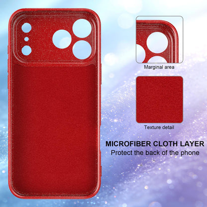 For iPhone 18 Pro Max Fine Hole Glossy Glitter Magnetic TPU Phone Case with Same Color Hand Strap - Red - EDA009090310C