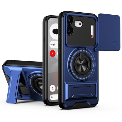 For Nothing Phone 4b Lens Sliding Window Multifunctional Magnetic Shockproof Phone Case(Royal Blue)