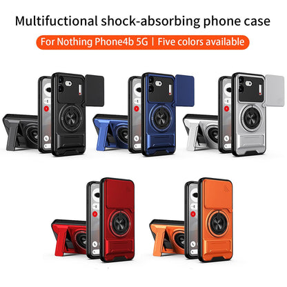 For Nothing Phone 4b Lens Sliding Window Multifunctional Magnetic Shockproof Phone Case(Royal Blue)