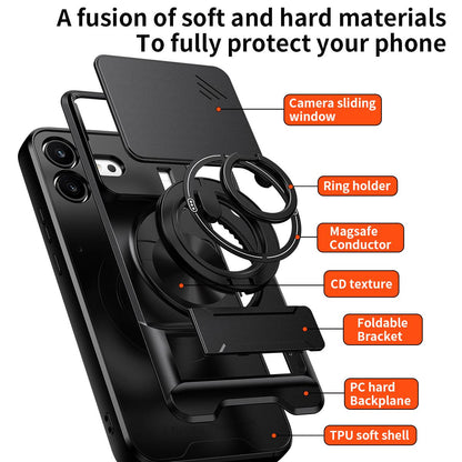 For Nothing Phone 4b Lens Sliding Window Multifunctional Magnetic Shockproof Phone Case(Royal Blue)