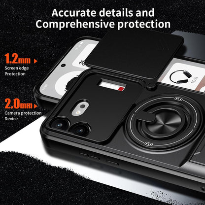 For Nothing Phone 4b Lens Sliding Window Multifunctional Magnetic Shockproof Phone Case(Royal Blue)
