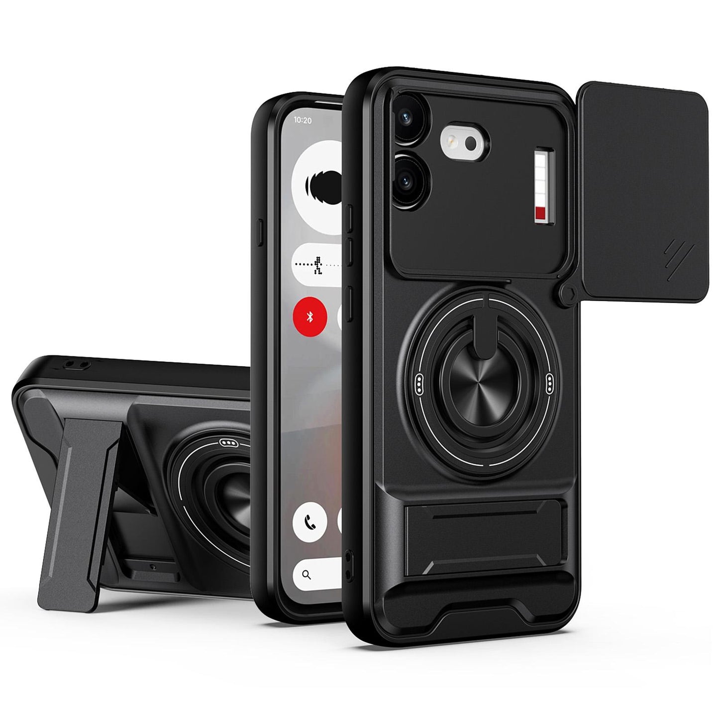 For Nothing Phone 4b Lens Sliding Window Multifunctional Magnetic Shockproof Phone Case(Black)