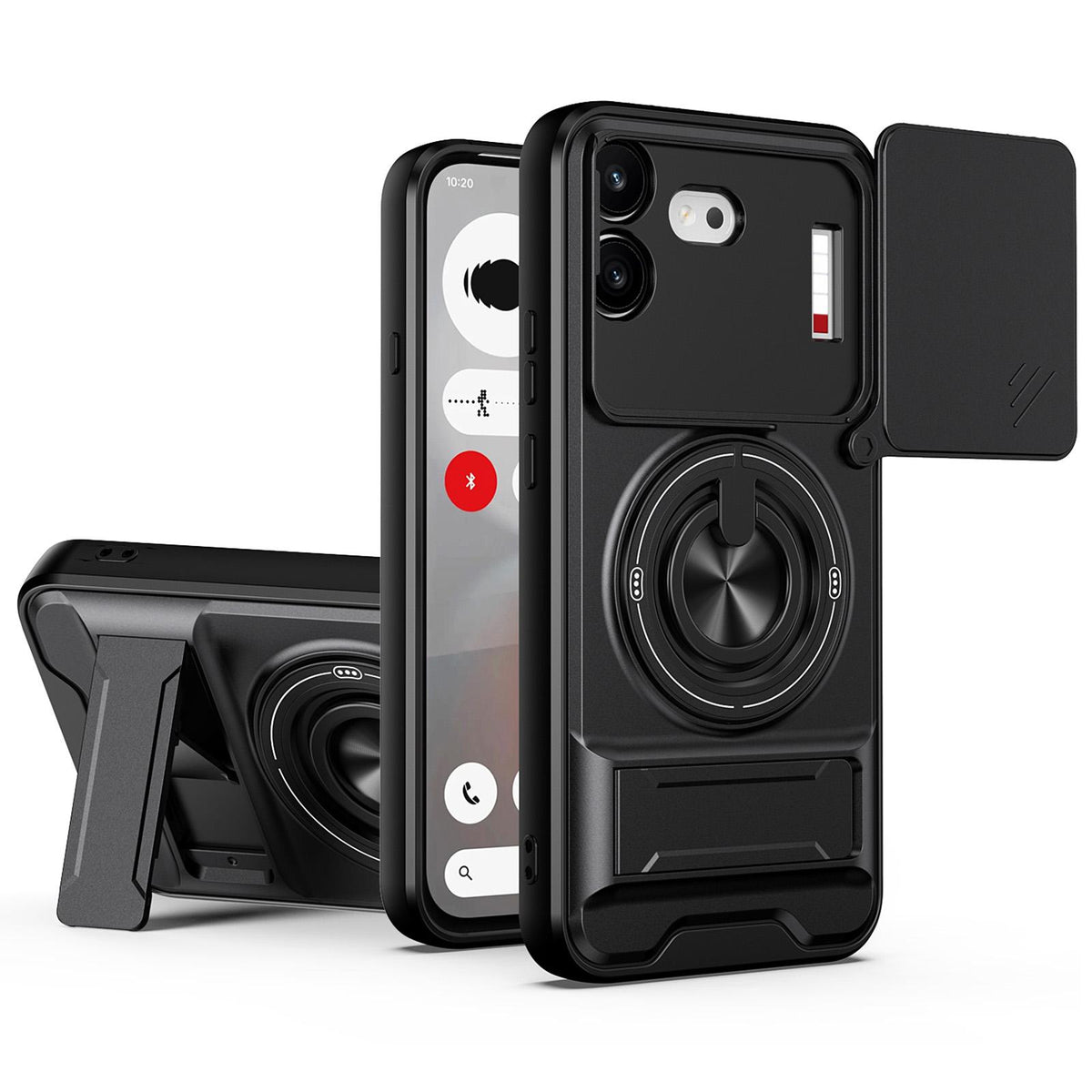 For Nothing Phone 4b Lens Sliding Window Multifunctional Magnetic Shockproof Phone Case - Black - EDA009091905B