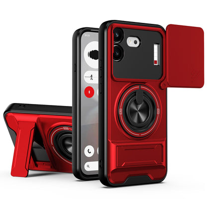 For Nothing Phone 4b Lens Sliding Window Multifunctional Magnetic Shockproof Phone Case(Red)