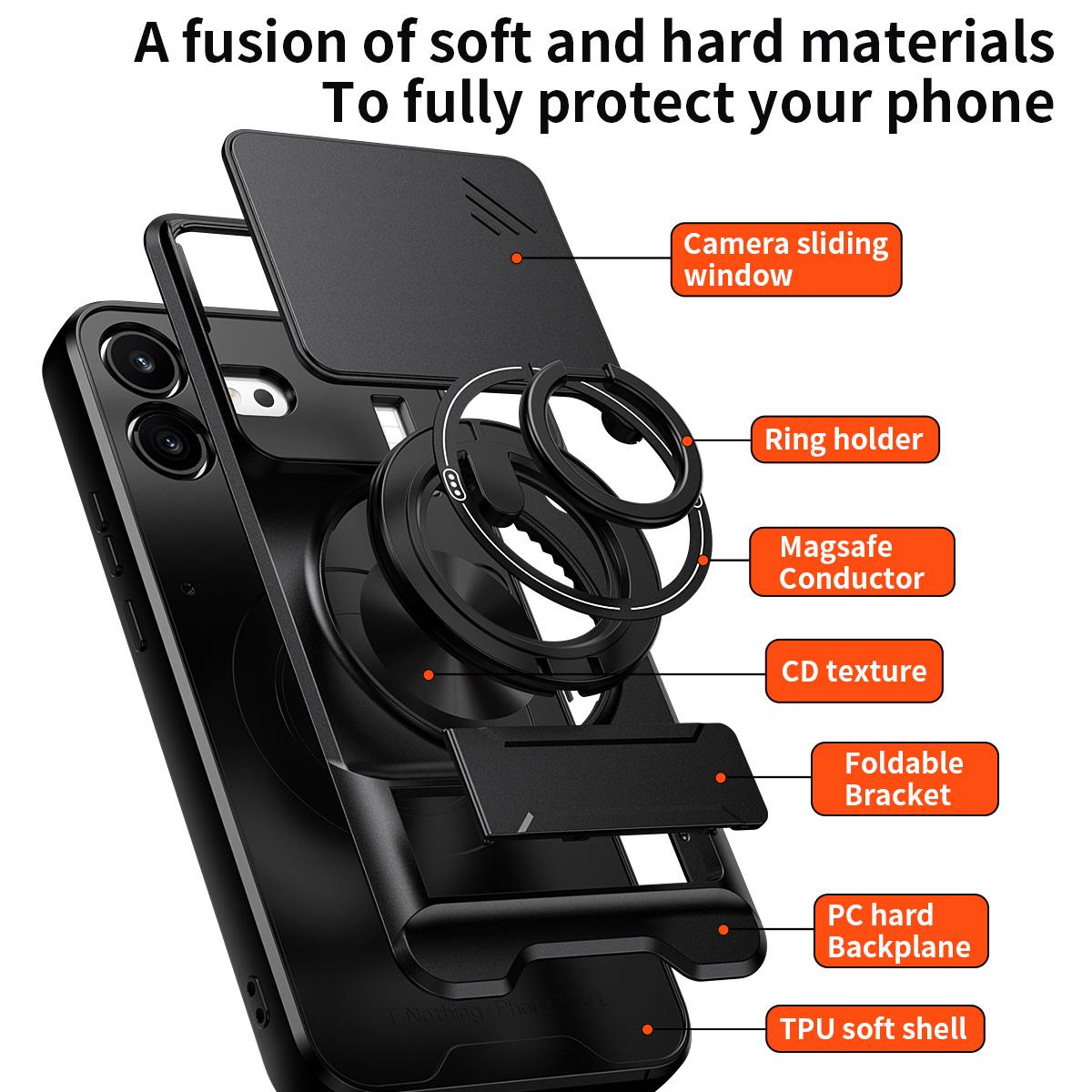 For Nothing Phone 4b Lens Sliding Window Multifunctional Magnetic Shockproof Phone Case(Red)