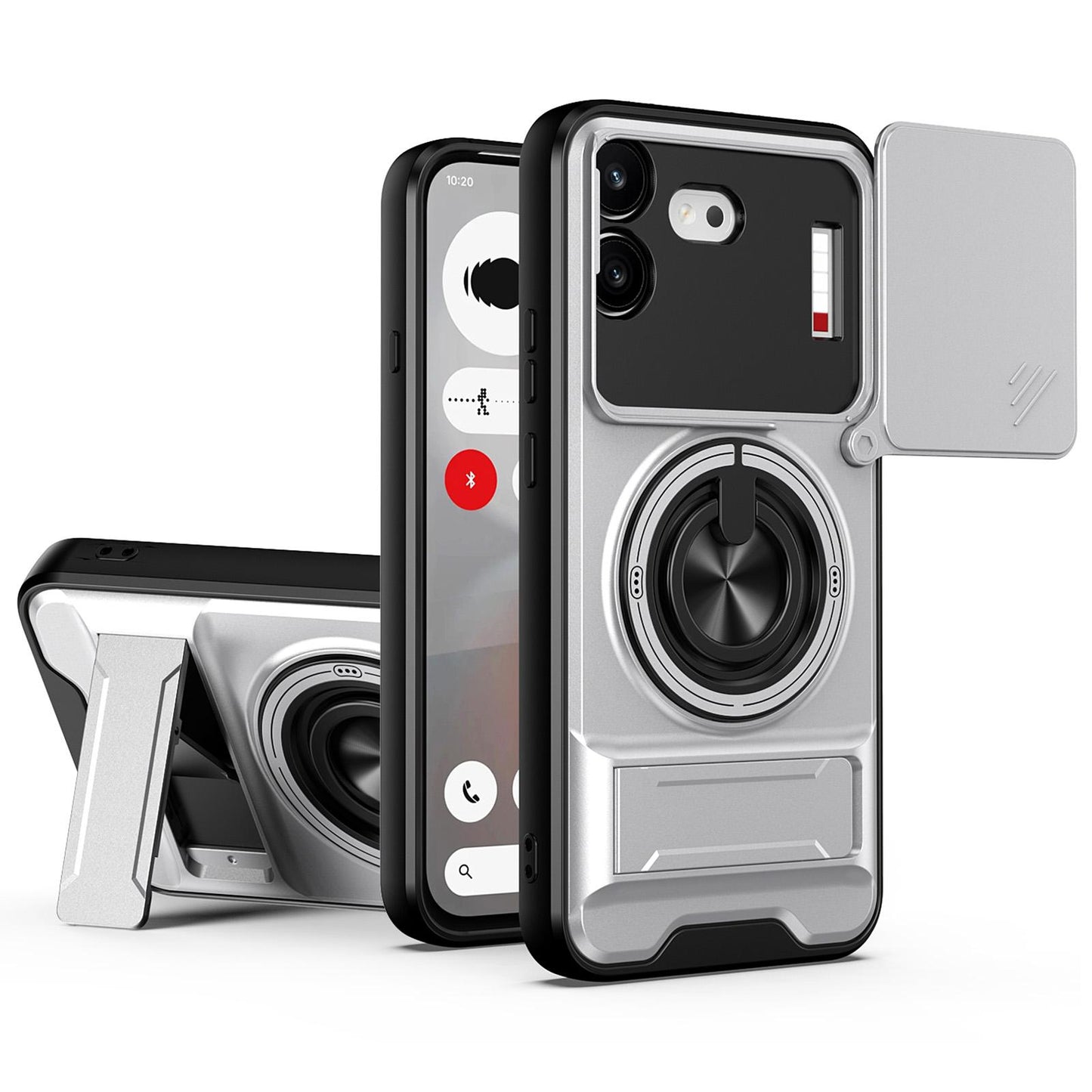 For Nothing Phone 4b Lens Sliding Window Multifunctional Magnetic Shockproof Phone Case(Titanium Gray)