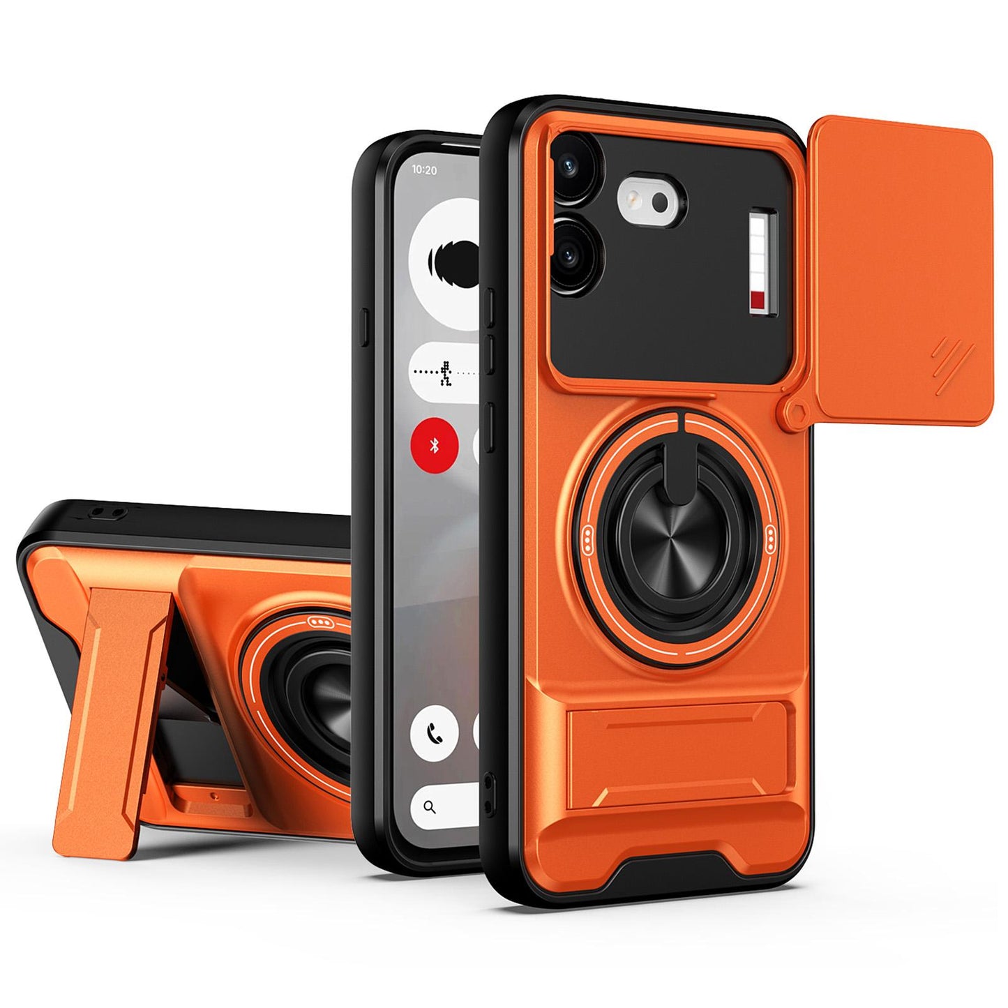 For Nothing Phone 4b Lens Sliding Window Multifunctional Magnetic Shockproof Phone Case(Orange)