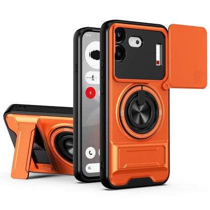 For Nothing Phone 4b Lens Sliding Window Multifunctional Magnetic Shockproof Phone Case(Orange)