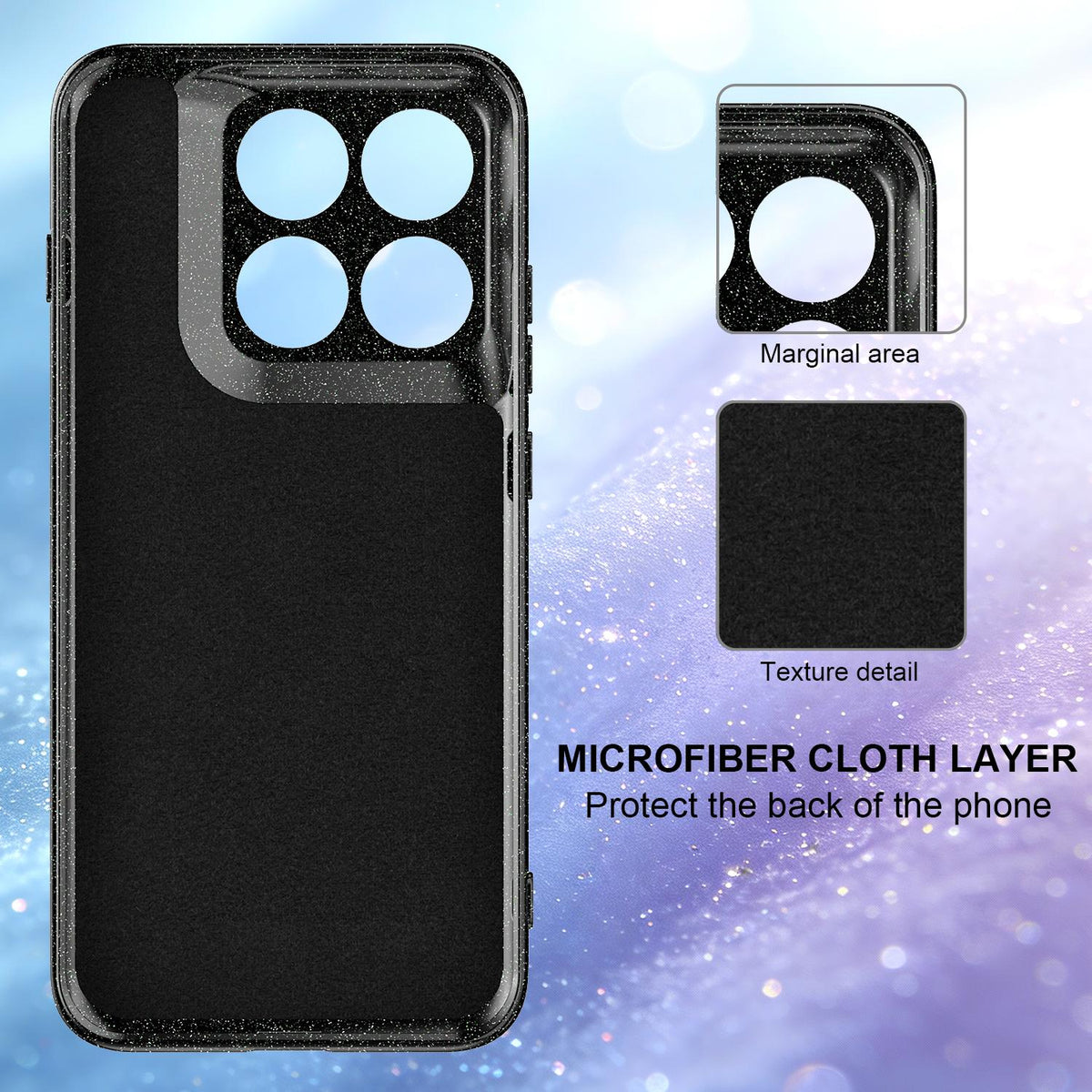 For Motorola Edge 70 Pro / 70 Pro+ Fine Hole Glossy Glitter Magnetic TPU Phone Case with Same Color Hand Strap - Black - EDA009101316B