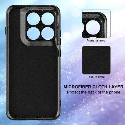 For Motorola Edge 70 Pro / 70 Pro+ Fine Hole Glossy Glitter Magnetic TPU Phone Case with Same Color Hand Strap - Black - EDA009101316B