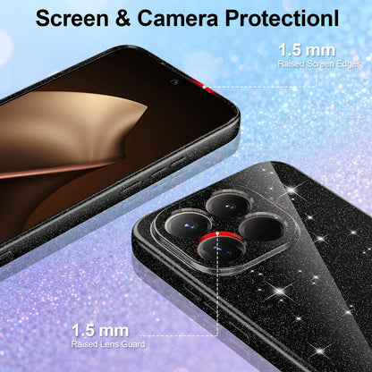 For Xiaomi 17T Pro 5G Fine Hole Glossy Glitter Magnetic TPU Phone Case with Same Color Hand Strap - Black - EDA009101605B