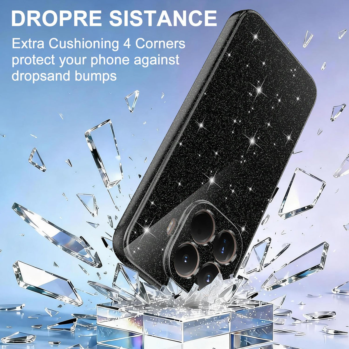 For Xiaomi 17T Pro 5G Fine Hole Glossy Glitter Magnetic TPU Phone Case with Same Color Hand Strap - Black - EDA009101605B