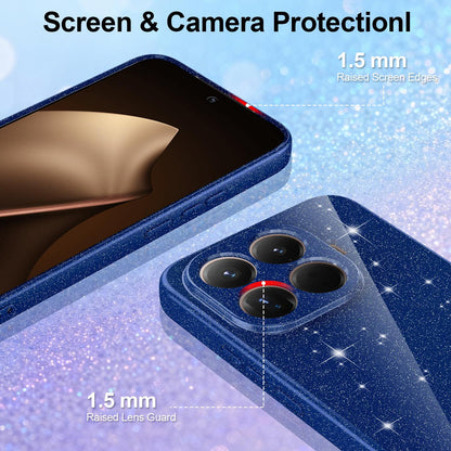 For Xiaomi 17T Pro 5G Fine Hole Glossy Glitter Magnetic TPU Phone Case with Same Color Hand Strap - Blue - EDA009101605D