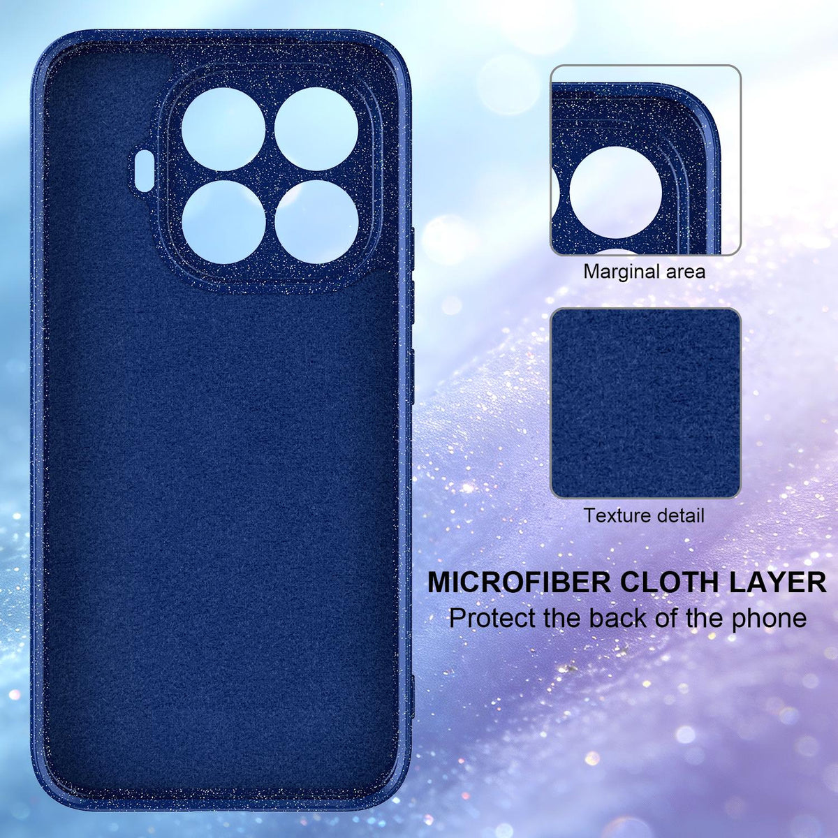For Xiaomi 17T Pro 5G Fine Hole Glossy Glitter Magnetic TPU Phone Case with Same Color Hand Strap - Blue - EDA009101605D