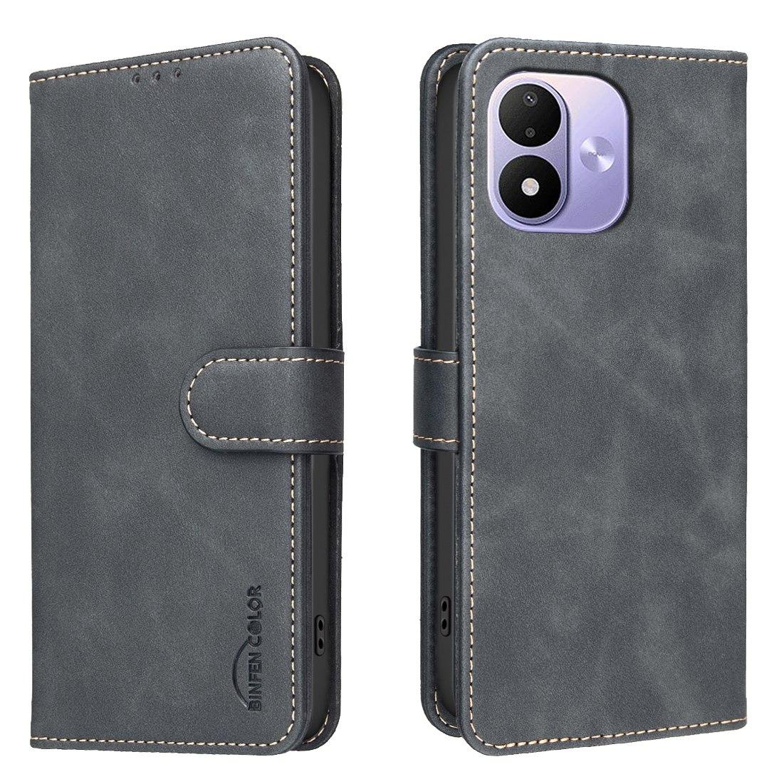 For Redmi Note 17 Pro 5G Global 163mm Solid Color Calfskin Texture RFID Vegan Leather Phone Case(Black)