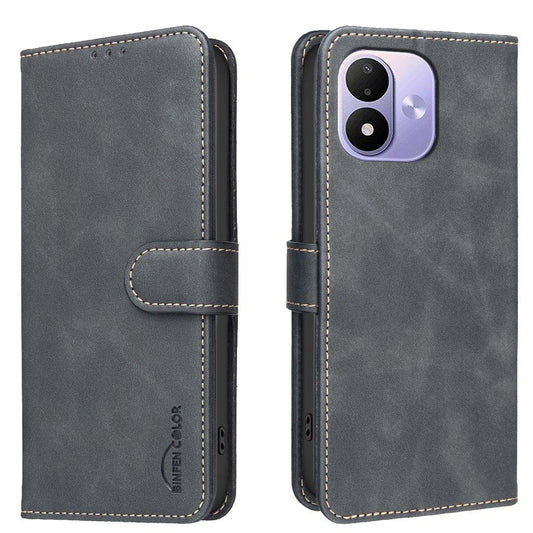For Redmi Note 17 Pro 5G Global 163mm Solid Color Calfskin Texture RFID Vegan Leather Phone Case(Black)