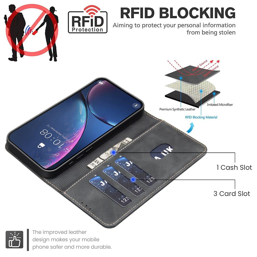 For Redmi Note 17 Pro 5G Global 163mm Solid Color Calfskin Texture RFID Vegan Leather Phone Case(Black)