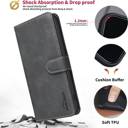 For Redmi Note 17 Pro 5G Global 163mm Solid Color Calfskin Texture RFID Vegan Leather Phone Case(Black)