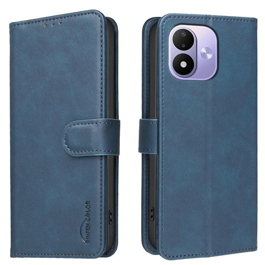 For Redmi Note 17 Pro 5G Global 163mm Solid Color Calfskin Texture RFID Vegan Leather Phone Case(Blue)