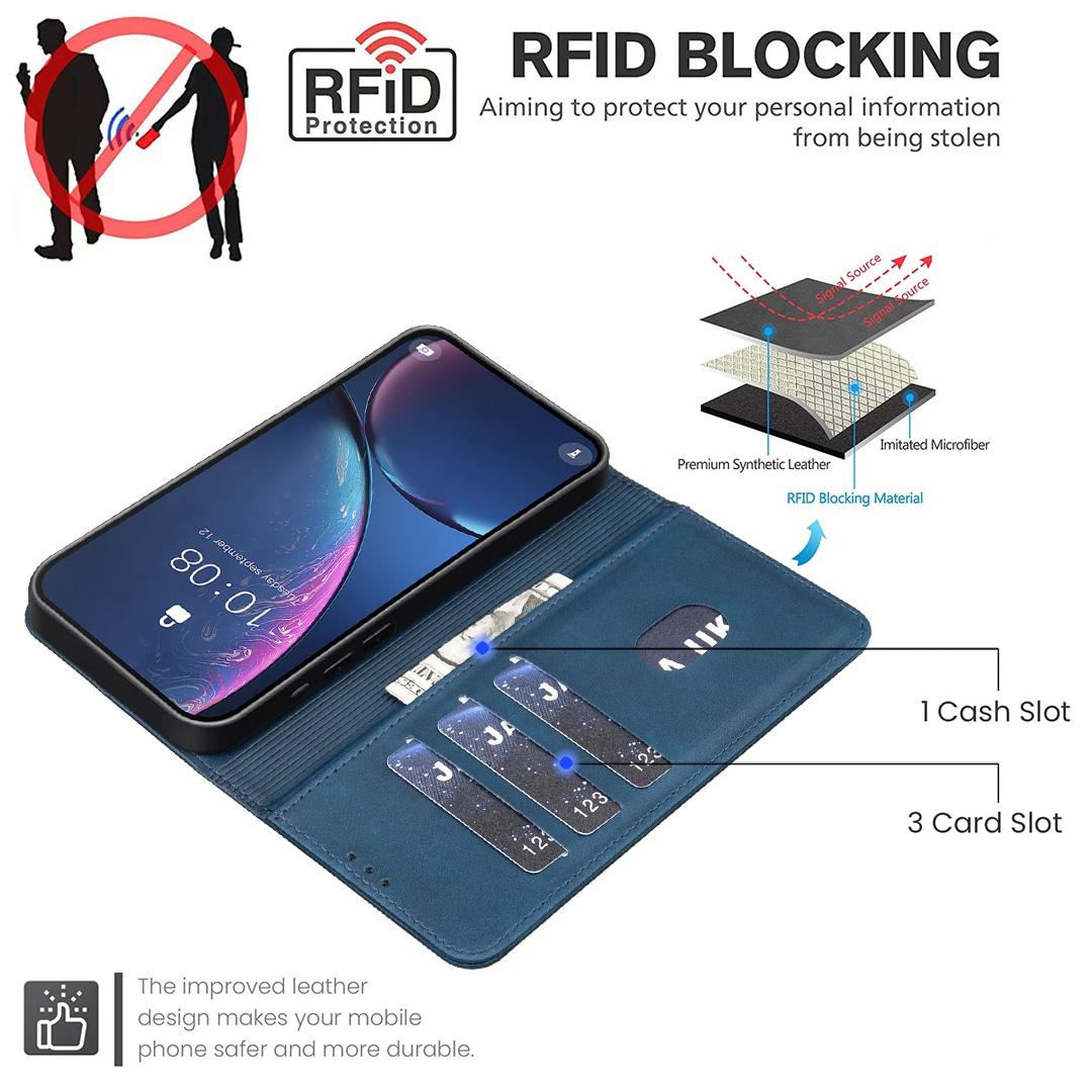 For Redmi Note 17 Pro 5G Global 163mm Solid Color Calfskin Texture RFID Vegan Leather Phone Case(Blue)
