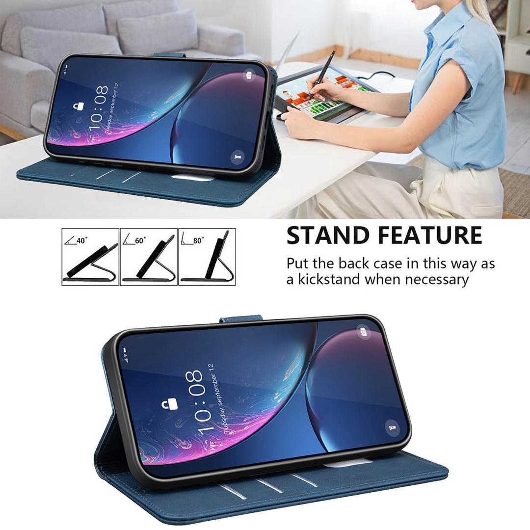 For Redmi Note 17 Pro 5G Global 163mm Solid Color Calfskin Texture RFID Vegan Leather Phone Case(Blue)