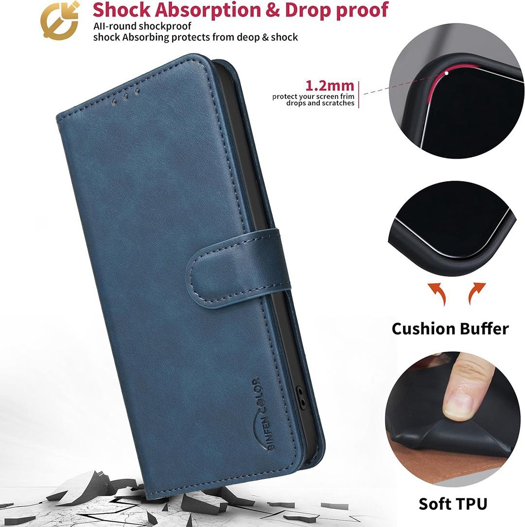 For Redmi Note 17 Pro 5G Global 163mm Solid Color Calfskin Texture RFID Vegan Leather Phone Case(Blue)