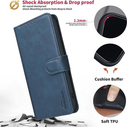 For Redmi Note 17 Pro 5G Global 163mm Solid Color Calfskin Texture RFID Vegan Leather Phone Case(Blue)