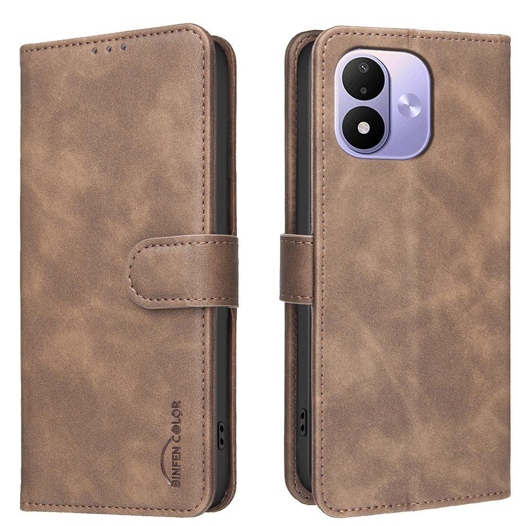 For Redmi Note 17 Pro 5G Global 163mm Solid Color Calfskin Texture RFID Vegan Leather Phone Case(Brown)