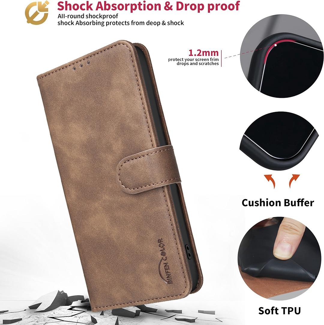 For Redmi Note 17 Pro 5G Global 163mm Solid Color Calfskin Texture RFID Vegan Leather Phone Case(Brown)