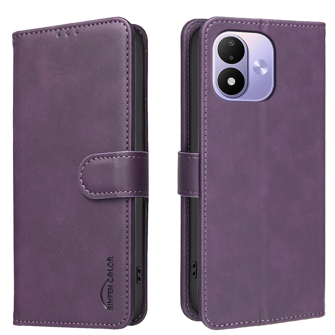 For Redmi Note 17 Pro 5G Global 163mm Solid Color Calfskin Texture RFID Vegan Leather Phone Case(Purple)