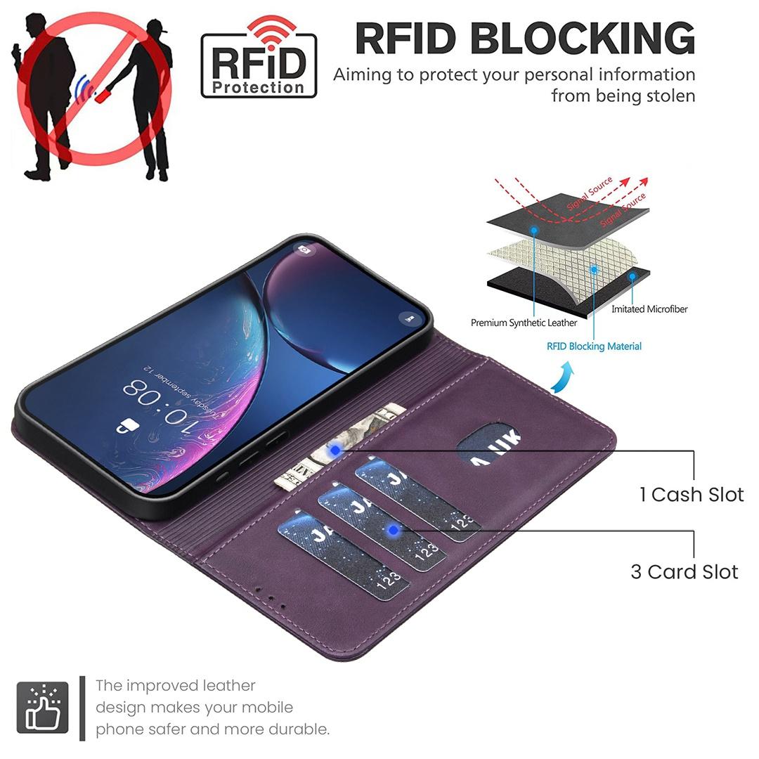 For Redmi Note 17 Pro 5G Global 163mm Solid Color Calfskin Texture RFID Vegan Leather Phone Case(Purple)