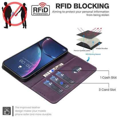 For Redmi Note 17 Pro 5G Global 163mm Solid Color Calfskin Texture RFID Vegan Leather Phone Case(Purple)