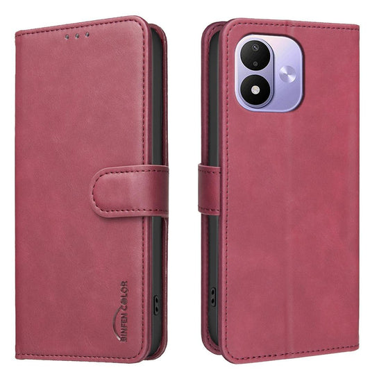 For Redmi Note 17 Pro 5G Global 163mm Solid Color Calfskin Texture RFID Vegan Leather Phone Case(Red)