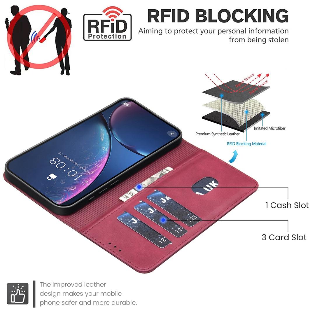 For Redmi Note 17 Pro 5G Global 163mm Solid Color Calfskin Texture RFID Vegan Leather Phone Case(Red)