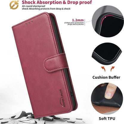 For Redmi Note 17 Pro 5G Global 163mm Solid Color Calfskin Texture RFID Vegan Leather Phone Case(Red)