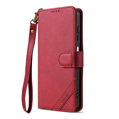 For OPPO A5 Pro Global AZNS A2 Series Tri-Card Wallet RFID Vegan Leather Phone Case with Strap(Red)