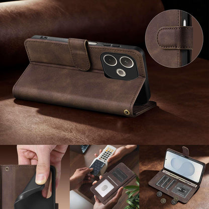 For OPPO A5 Pro Global AZNS A2 Series Tri-Card Wallet RFID Vegan Leather Phone Case with Strap(Black)