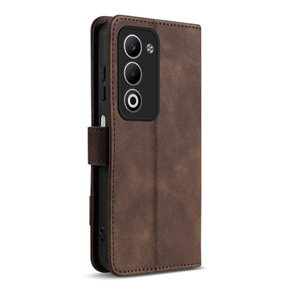 For OPPO A5 5G Global AZNS A2 Series Tri-Card Wallet RFID Vegan Leather Phone Case with Strap(Brown)