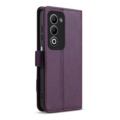 For OPPO A5 5G Global AZNS A2 Series Tri-Card Wallet RFID Vegan Leather Phone Case with Strap(Purple)