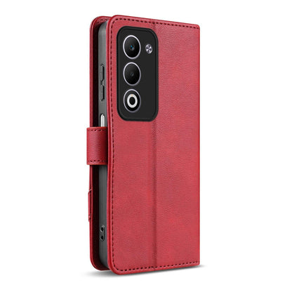 For OPPO A5 5G Global AZNS A2 Series Tri-Card Wallet RFID Vegan Leather Phone Case with Strap(Red)