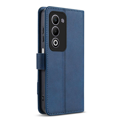 For OPPO A5 5G Global AZNS A2 Series Tri-Card Wallet RFID Vegan Leather Phone Case with Strap(Blue)