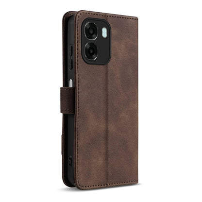 For OPPO A6 / A6x Global AZNS A2 Series Tri-Card Wallet RFID Vegan Leather Phone Case with Strap(Brown)