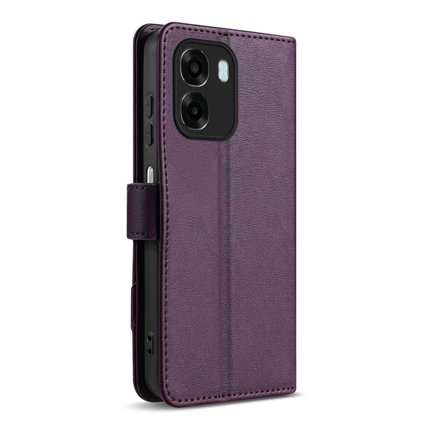 For OPPO A6 / A6x Global AZNS A2 Series Tri-Card Wallet RFID Vegan Leather Phone Case with Strap(Purple)