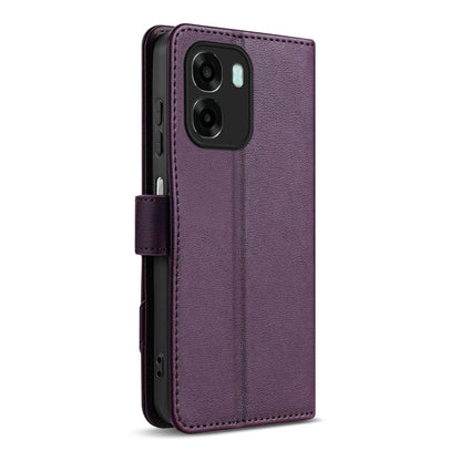 For OPPO A6 / A6x Global AZNS A2 Series Tri-Card Wallet RFID Vegan Leather Phone Case with Strap(Purple)