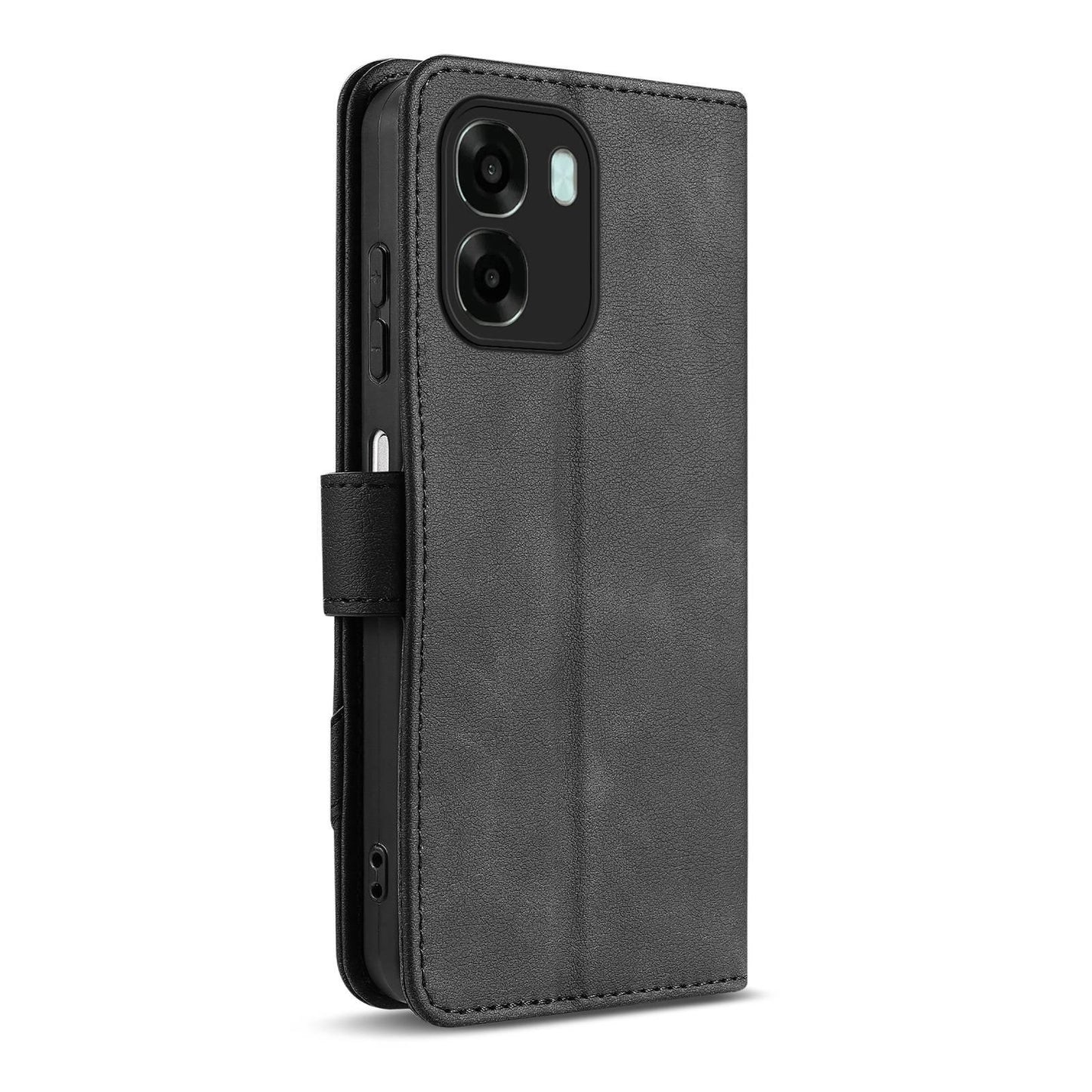 For OPPO A6 / A6x Global AZNS A2 Series Tri-Card Wallet RFID Vegan Leather Phone Case with Strap(Black)