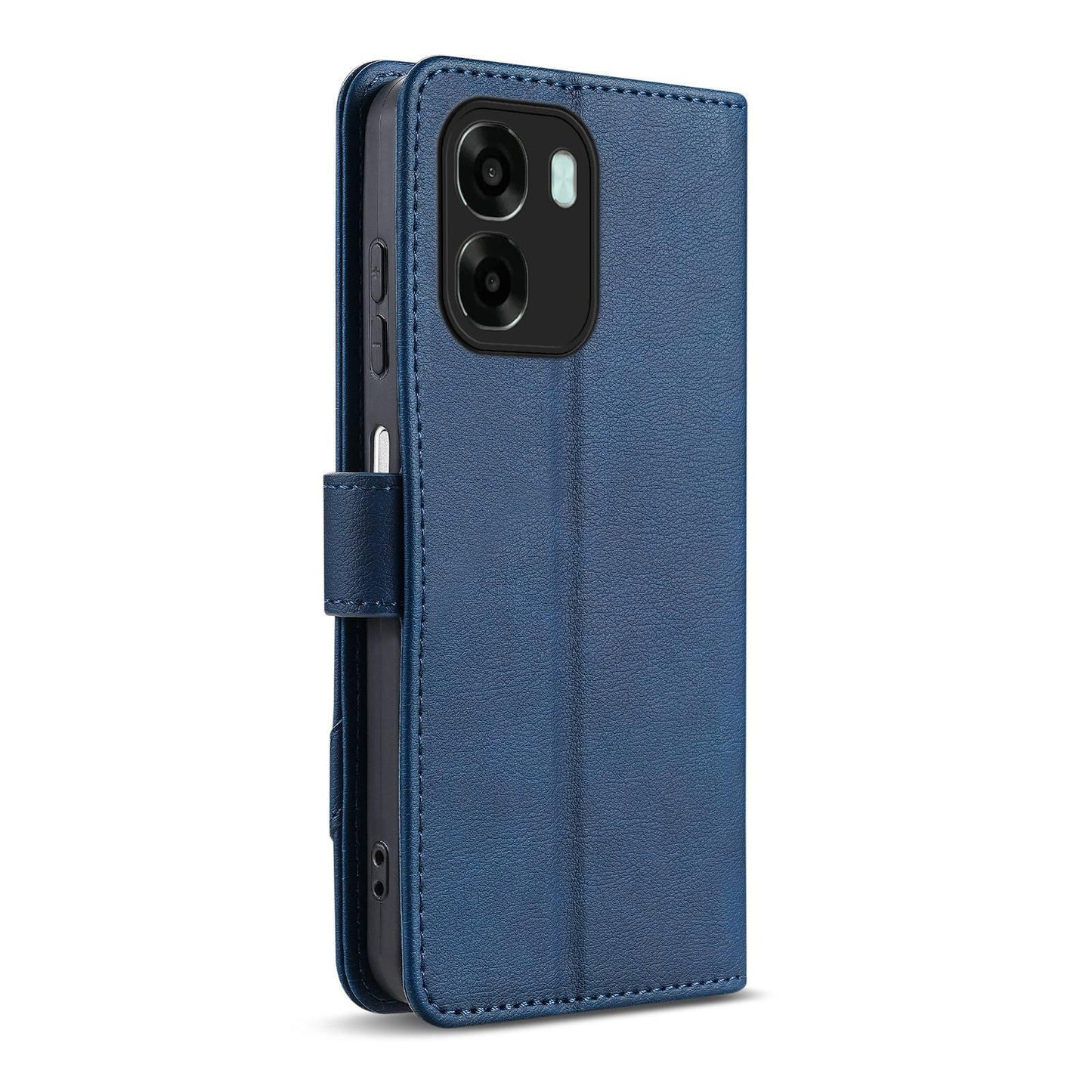 For OPPO A6 / A6x Global AZNS A2 Series Tri-Card Wallet RFID Vegan Leather Phone Case with Strap(Blue)